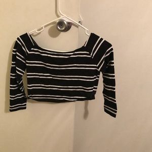 Black crop top with white strips